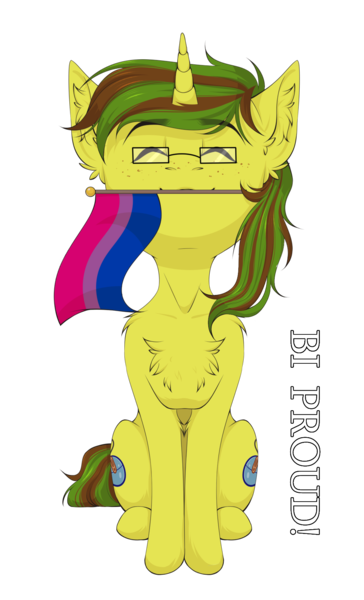 Size: 1080x1780 | Tagged: safe, artist:lunciakkk, derpibooru import, oc, oc:macter, unofficial characters only, pony, unicorn, bisexual pride flag, commission, freckles, glasses, image, male, png, pride, pride flag, simple background, solo, transparent background, ych result