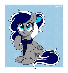 Size: 3100x3300 | Tagged: safe, artist:darkynez, derpibooru import, oc, oc:sofia reds, unofficial characters only, pegasus, blue eyes, blue mane, bow, clothes, hair bow, image, pegasus oc, png, scarf, solo, striped scarf, wings