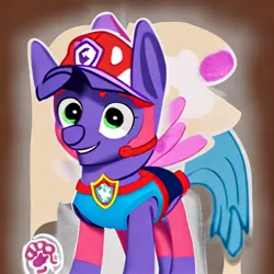 Size: 768x768 | Tagged: safe, derpibooru import, machine learning generated, stable diffusion, twilight sparkle, dog, pony, 3d, crossover, fusion, image, jpeg, looking at you, paw patrol, wat, what has science done