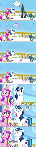 Size: 1141x4617 | Tagged: safe, artist:silverbuller, derpibooru import, princess cadance, princess flurry heart, queen chrysalis, shining armor, oc, alicorn, changeling, changeling queen, changepony, hybrid, pony, unicorn, angry for no reason, brother and sister, comic, female, half-siblings, illegitimate, image, implied rape, infidelity, interspecies offspring, jpeg, male, offspring, parent:queen chrysalis, parent:shining armor, parents:shining chrysalis, siblings