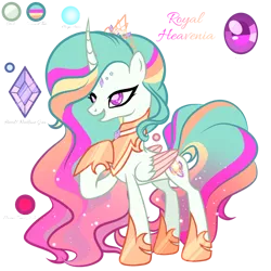 Size: 2048x2048 | Tagged: safe, artist:harmonyvitality-yt, derpibooru import, oc, unofficial characters only, alicorn, changepony, hybrid, pony, alicorn oc, base used, ethereal mane, hoof on chest, hoof shoes, horn, image, interspecies offspring, jewelry, offspring, parent:princess celestia, parent:thorax, parents:thoralestia, png, simple background, smiling, starry mane, tiara, transparent background, wings