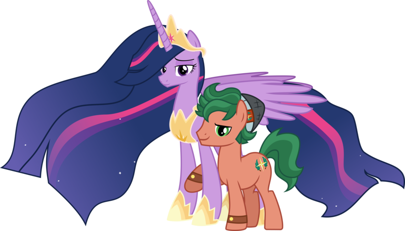 Size: 7807x4463 | Tagged: safe, artist:cloudyglow, artist:crystalmagic6, derpibooru import, edit, vector edit, princess twilight 2.0, sci-twi, timber spruce, twilight sparkle, twilight sparkle (alicorn), ponified, alicorn, earth pony, pony, equestria girls, legend of everfree, the last problem, absurd resolution, beanie, crown, duo, duo male and female, equestria girls ponified, ethereal mane, female, hat, image, jewelry, larger female, looking at you, male, mare, older, older twilight, png, raised hoof, regalia, shipping, simple background, size difference, smiling, stallion, starry mane, straight, tiara, timbertwi, transparent background, updated, vector