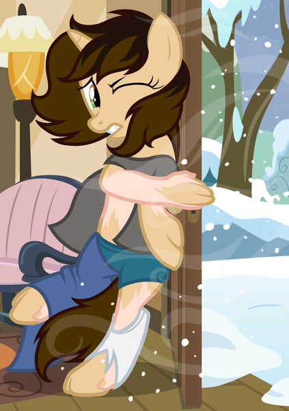 Size: 1400x1985 | Tagged: safe, artist:anonymous, derpibooru import, oc, oc:snowstorm, unicorn, human to pony, image, png, show accurate, snow, transformation