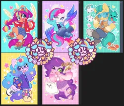 Size: 997x852 | Tagged: safe, artist:colorfulcolor233, derpibooru import, hitch trailblazer, izzy moonbow, pipp petals, sunny starscout, zipp storm, alicorn, earth pony, pegasus, pony, unicorn, g5, image, jpeg, mane five (g5), race swap