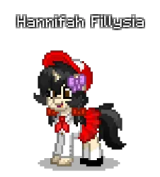 Size: 304x336 | Tagged: safe, artist:dematrix, derpibooru import, oc, oc:hannifah fillysia, pony, unicorn, pony town, clothes, cute, female, filly, foal, image, open mouth, pixel art, png, school uniform, simple background, solo, submission, transparent background