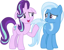 Size: 3847x3000 | Tagged: safe, artist:cloudyglow, derpibooru import, starlight glimmer, trixie, pony, unicorn, road to friendship, .ai available, duo, duo female, female, floppy ears, image, mare, open mouth, png, simple background, transparent background, vector