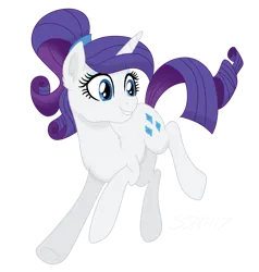 Size: 2768x2905 | Tagged: safe, artist:sjart117, derpibooru import, rarity, pony, unicorn, alternate hairstyle, female, hairband, image, jumping, mare, png, ponytail, simple background, smiling, solo, transparent background