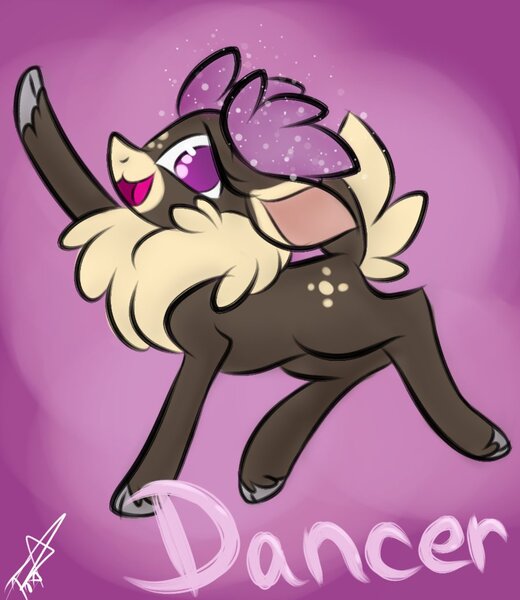 Size: 900x1039 | Tagged: safe, artist:toxiccoswynaut, derpibooru import, deer, reindeer, them's fightin' herds, community related, dancer (tfh), doe, female, full body, image, jpeg, raised hoof, side view, solo