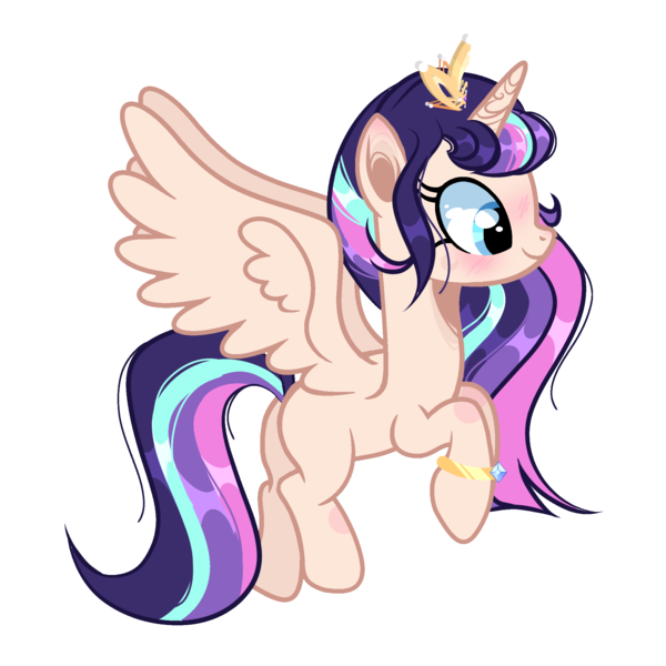 Size: 2048x2048 | Tagged: safe, artist:harmonyvitality-yt, derpibooru import, oc, unofficial characters only, alicorn, pony, alicorn oc, base used, eyelashes, female, horn, image, jewelry, mare, offspring, parent:flash sentry, parent:twilight sparkle, parents:flashlight, png, simple background, smiling, solo, tiara, transparent background, wings