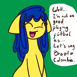 Size: 500x500 | Tagged: safe, artist:ask-ponyvenezuela, derpibooru import, oc, oc:venezuela, ponified, unofficial characters only, pony, football, green background, image, nation ponies, png, simple background, solo, sports, venezuela