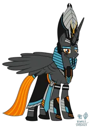 Size: 2145x3050 | Tagged: safe, artist:bsw421, derpibooru import, oc, ponified, alicorn, pony, armor, clothes, decepticon, egyptian, egyptian headdress, egyptian pony, fake beard, headdress, image, loincloth, makeup, pharaoh, png, skirt, solo, the fallen, transformers, vector