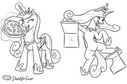 Size: 3000x2000 | Tagged: safe, artist:theandymac, derpibooru import, princess cadance, alicorn, pony, 2 panel comic, belly, cartoon physics, comic, concave belly, crown, eating, eyelashes, eyes closed, featureless crotch, female, folded wings, food, glow, glowing horn, hammerspace, hammerspace belly, happy, high angle, high res, hoof shoes, horn, image, jewelry, long mane, lying down, magic, mare, monochrome, neck bulge, on back, open mouth, peetzer, peytral, pica, pizza, pizza box, png, princess shoes, regalia, satisfied, signature, simple background, slim, solo, spread legs, spreading, standing, stuffed, stuffing, swallowing, telekinesis, that pony sure does love pizza, thin, three quarter view, throat bulge, tongue out, wall of tags, white background, wings