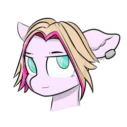 Size: 1416x1416 | Tagged: safe, artist:japkozjad, derpibooru import, oc, oc:lazzy butt, unofficial characters only, earth pony, pony, bust, earth pony oc, eyebrows, female, image, looking at you, mare, png, portrait, simple background, smiling, solo, transparent background