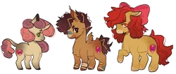 Size: 1280x543 | Tagged: safe, artist:mynameislazy, derpibooru import, apple bloom, scootaloo, sweetie belle, earth pony, pegasus, pony, unicorn, accessories, cutie mark, cutie mark crusaders, female, filly, image, leonine tail, png, redesign, simple background, tail, transparent background