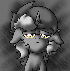 Size: 1445x1461 | Tagged: safe, artist:background basset, derpibooru import, lyra heartstrings, unicorn, bust, depressed, edgy, gray background, image, png, simple background, solo
