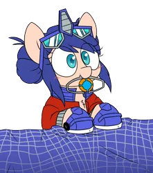 Size: 864x978 | Tagged: safe, artist:2k.bugbytes, derpibooru import, kotobukiya, ponified, earth pony, pony, blanket, blushing, clothes, crossover, female, goggles, image, jacket, mare, matrix of leadership, mouth hold, optimus prime, png, rule 63, shoes, simple background, transformers, transparent background