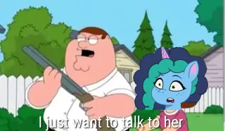 Size: 1079x628 | Tagged: safe, unicorn, g5, family guy, gun, image, meme, misty brightdawn, png, shotgun, weapon