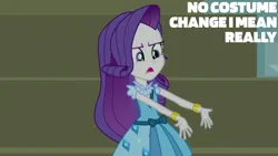 Size: 1280x720 | Tagged: safe, derpibooru import, edit, edited screencap, editor:quoterific, screencap, rarity, equestria girls, friendship games, friendship games bloopers, image, png, solo