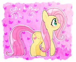 Size: 1463x1187 | Tagged: safe, artist:fipoki, derpibooru import, fluttershy, pegasus, pony, cute, female, folded wings, image, jpeg, mare, shyabetes, signature, simple background, solo, wings