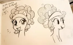 Size: 2048x1262 | Tagged: safe, artist:fipoki, derpibooru import, pinkie pie, earth pony, pony, alternate hairstyle, female, image, jpeg, latina pinkie pie, mare, open mouth, open smile, smiling, solo, traditional art