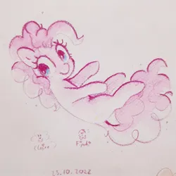 Size: 2048x2048 | Tagged: safe, artist:fipoki, derpibooru import, pinkie pie, earth pony, pony, cute, diapinkes, female, image, jpeg, mare, signature, simple background, smiling, solo, traditional art, white background