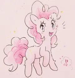 Size: 1975x2048 | Tagged: safe, artist:fipoki, derpibooru import, pinkie pie, earth pony, pony, cute, diapinkes, female, image, jpeg, looking at you, mare, missing cutie mark, open mouth, open smile, smiling, solo, traditional art