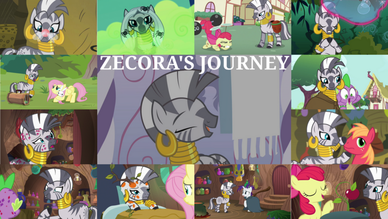 Size: 1280x721 | Tagged: safe, derpibooru import, edit, edited screencap, editor:quoterific, screencap, zecora, a health of information, a rockhoof and a hard place, bridle gossip, filli vanilli, it isn't the mane thing about you, just for sidekicks, luna eclipsed, magic duel, molt down, on your marks, she talks to angel, swarm of the century, the cutie pox, image, png