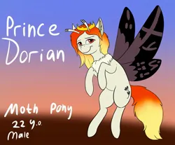 Size: 2015x1668 | Tagged: safe, artist:xyi, derpibooru import, oc, oc:prince dorian, unofficial characters only, insect, moth, mothpony, original species, image, jpeg, reference sheet, solo