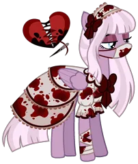 Size: 1300x1542 | Tagged: semi-grimdark, artist:strawberry-spritz, derpibooru import, oc, unofficial characters only, pegasus, pony, base, blood, clothes, dress, female, image, magical lesbian spawn, mare, offspring, parent:inky rose, parent:lily lace, png, simple background, solo, transparent background