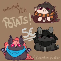 Size: 2000x2000 | Tagged: safe, derpibooru import, human, any gender, any race, any species, bandana, blob, cheap, chibi, clothes, collar, commission, cute, furry, image, png, potato pony, scarf, ych example, your character here