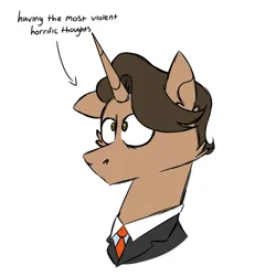 Size: 900x900 | Tagged: safe, artist:fuckomcfuck, derpibooru import, oc, oc:paper work, ponified, pony, unicorn, clothes, horn, image, necktie, patrick bateman, png, simple background, solo, suit, unicorn oc, white background