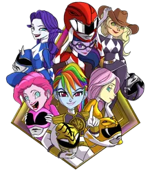 Size: 1280x1471 | Tagged: safe, derpibooru import, applejack, fluttershy, pinkie pie, rainbow dash, rarity, twilight sparkle, equestria girls, image, mane six, png, power rangers