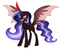 Size: 3791x3181 | Tagged: safe, artist:aleximusprime, derpibooru import, cozy glow, oc, oc:the sorceress, alicorn, fanfic:oh mother where art thou, flurry heart's story, a better ending for cozy, alicorn oc, bat wings, crying, cutie mark, evil, evil grin, fangs, flowing mane, grin, horn, image, nightmare, nightmare cozy glow, nightmarified, no armor, oc villain, orange eyes, png, red horn, red sclera, slit pupils, smiling, tears of pain, wings
