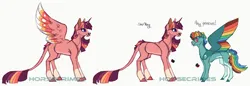 Size: 3415x1171 | Tagged: safe, artist:horsecrimes, artist:uunicornicc, derpibooru import, rainbow dash, twilight sparkle, twilight sparkle (alicorn), alicorn, pegasus, pony, coat markings, colored wings, duo, duo female, female, image, leonine tail, mare, multicolored wings, png, pronouns, rainbow wings, redesign, reference, simple background, socks (coat marking), white background, wings