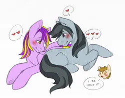 Size: 1280x1000 | Tagged: safe, artist:sinclair2013, derpibooru import, oc, unofficial characters only, earth pony, pony, blushing, duo, earth pony oc, gay, image, jpeg, looking at each other, looking at someone, male, shipping, simple background, stallion