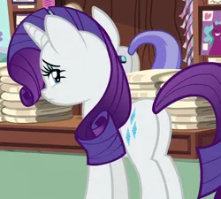 Size: 664x597 | Tagged: safe, derpibooru import, screencap, rarity, snappy scoop, it isn't the mane thing about you, butt, cropped, image, magazine, newsstand, plot, png