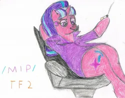 Size: 2069x1613 | Tagged: safe, derpibooru import, starlight glimmer, /mlp/ tf2 general, administrator, chair, cigarette, clothes, image, jpeg, simple background, solo, suit, team fortress 2, white background