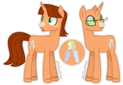 Size: 1336x930 | Tagged: safe, artist:stellaartist13, derpibooru import, oc, unofficial characters only, pony, unicorn, base used, coat markings, facial markings, freckles, glasses, image, magical gay spawn, male, offspring, outline, parent:big macintosh, parent:sunburst, parents:macburst, png, snip (coat marking), solo, stallion, unshorn fetlocks, white outline