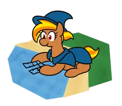 Size: 628x542 | Tagged: safe, artist:jargon scott, derpibooru import, oc, oc:flute salad, earth pony, crouching, earth pony oc, fishing, hat, hoof hold, image, net, png, ponytail, runescape, shore, simple background, transparent background, water, wizard hat, wizard robe