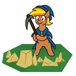 Size: 643x647 | Tagged: safe, artist:jargon scott, derpibooru import, oc, oc:flute salad, earth pony, earth pony oc, hat, hoof hold, image, mining, pickaxe, png, ponytail, rock, runescape, simple background, standing on two hooves, transparent background, wizard hat, wizard robe