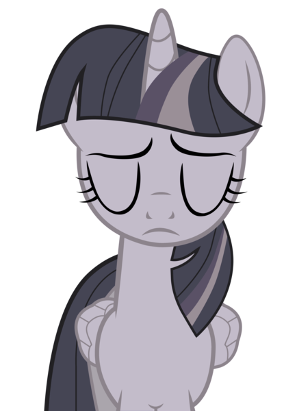 Size: 4644x6707 | Tagged: safe, artist:wardex101, artist:yellowdash1998v2, derpibooru import, edit, twilight sparkle, twilight sparkle (alicorn), alicorn, pony, depressed, discorded, discorded twilight, eyes closed, female, image, lonely, mare, png, sad, simple background, solo, sorrow, transparent background, twilight tragedy, vector