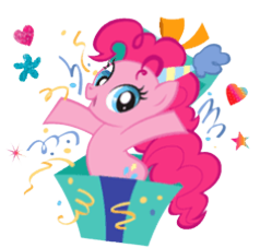 Size: 249x227 | Tagged: safe, derpibooru import, pinkie pie, earth pony, pony, artifact, confetti, hat, image, party hat, png, present, simple background, stock vector, transparent background