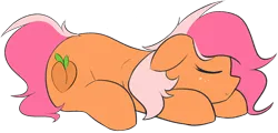 Size: 1598x767 | Tagged: safe, artist:freshpaints, derpibooru import, oc, oc:peachy, unofficial characters only, earth pony, pony, cutie mark, eyes closed, female, image, lying down, png, simple background, sleeping, solo, solo female, transparent background