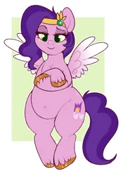 Size: 526x750 | Tagged: safe, artist:lulubell, derpibooru import, pipp petals, pegasus, pony, adorapipp, chubby, crossed arms, cute, freckles, g5, image, pear shaped, png, princess pipp, solo