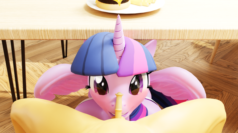 Size: 3840x2160 | Tagged: explicit, artist:pyp, banned from derpibooru, part of a set, twibooru exclusive, twilight sparkle, twilight sparkle (alicorn), alicorn, anthro, plantigrade anthro, boop, bottomless, breasts, burger, busty twilight sparkle, chair, clothes, complete nudity, dickboop, dining room, faceless male, female, food, french fries, hamburger, happy, happy sex, high res, horn, image, imminent blowjob, kneeling, looking at you, male, male pov, nose wrinkle, nudity, offscreen character, partial nudity, penis, plate, png, pov, sex, shotacon, sitting, size difference, small penis, smaller male, smiling, sniffing, straight, straight shota, table, twilight is a foal fiddler, under the table, wings