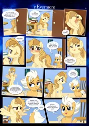Size: 3259x4607 | Tagged: safe, artist:estories, derpibooru import, oc, oc:alice goldenfeather, oc:fable, pegasus, pony, comic:nevermore, blushing, brother and sister, comic, female, image, male, open mouth, pegasus oc, png, red eyes, red eyes take warning, siblings, wings
