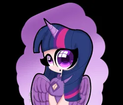 Size: 1131x962 | Tagged: safe, artist:windowsrose, derpibooru import, twilight sparkle, human, :o, alicorn humanization, boob window, breasts, clothes, female, horn, horned humanization, humanized, image, jpeg, light skin, open mouth, shirt, solo, winged humanization, wings