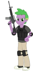 Size: 1652x3604 | Tagged: safe, artist:edy_january, artist:georgegarza01, derpibooru import, spike, human, equestria girls, equestria girls series, angry, assault rifle, base used, body armor, call of duty, chernobyl, clothes, equestria girls-ified, gun, human spike, humanized, image, link, link in description, long pants, m4, m4a1, military, png, rifle, s.t.a.l.k.e.r., shirt, simple background, soldier, solo, t-shirt, tactical squad, the legend of zelda, transparent background, trigger discipline, united states, warfighter, weapon