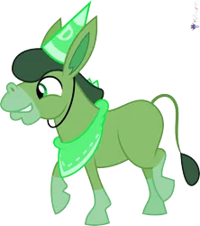 Size: 4000x4504 | Tagged: safe, artist:melisareb, derpibooru import, part of a set, donkey, pony, .svg available, alphabet lore, bandana, blaze (coat marking), coat markings, crossover, d, donkeyfied, facial markings, hat, image, male, party hat, png, raised hoof, simple background, smiling, solo, species swap, stallion, teeth, transparent background, vector