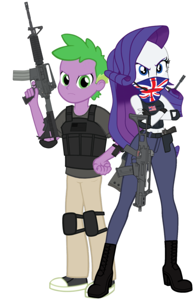 Size: 2681x4096 | Tagged: safe, artist:edy_january, artist:georgegarza01, artist:gmaplay, derpibooru import, rarity, spike, human, equestria girls, angry, assault rifle, beretta, beretta m9, body armor, breasts, british, british flag, busty rarity, call of duty, chernobyl, clothes, duo, female, g36c, g3sg1, gun, handgun, human spike, humanized, image, link, link in description, long pants, m4, m4a1, male, male and female, marine, marines, military, partner, partnership, pistol, png, rifle, s.t.a.l.k.e.r., sas, shipping, shirt, simple background, sniper, sniper rifle, soldier, soldiers, sparity, special air servies, special forces, straight, t-shirt, tactical squad, tanktop, task forces 141, the legend of zelda, transparent background, trigger discipline, union jack, united kingdom, united states, usmc, vector, warfighter, weapon